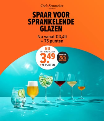 Spaaractie: Spaar voor sprankelende glazen van Chef & Sommelier. Nu set van 2 glazen voor &euro;3,49 met inwisseling van 75 punten. En ontvang meer dan 75% korting.